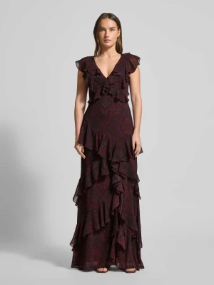 Sukienka wieczorowa z falbanami model ‘ARITAS’ Lauren Ralph Lauren