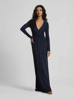Sukienka wieczorowa z głębokim dekoltem i wiązanym detalem Lauren Ralph Lauren