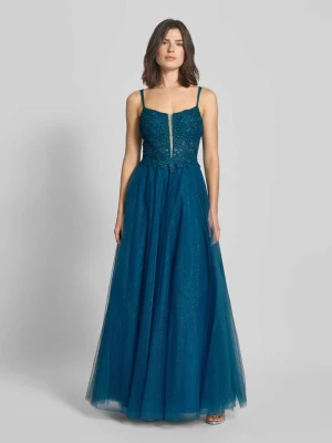 Sukienka wieczorowa z koronką i półprzezroczystymi detalami Mascara