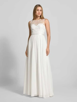 Sukienka wieczorowa z koronką i tasiemką w talii luxuar