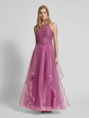 Sukienka wieczorowa z koronkowym obszyciem Laona