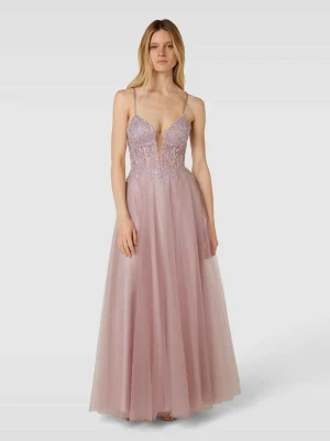 Sukienka wieczorowa z koronkowym obszyciem luxuar