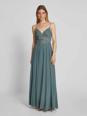 Sukienka wieczorowa z koronkowym obszyciem Mascara