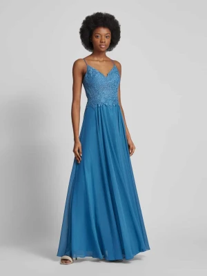 Sukienka wieczorowa z koronkowym obszyciem Mascara