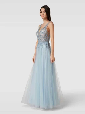 Sukienka wieczorowa z kwiatową koronką luxuar