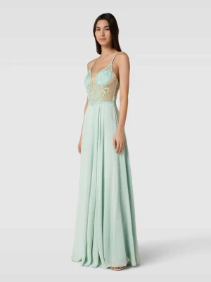 Sukienka wieczorowa z kwiatową koronką luxuar