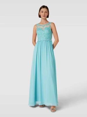 Sukienka wieczorowa z kwiatową koronkową aplikacją Laona