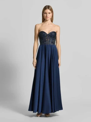 sukienka wieczorowa z kwiatowym cekinowym obszyciem Laona