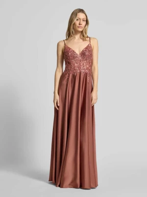 sukienka wieczorowa z kwiatowym cekinowym obszyciem Laona