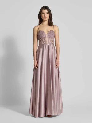 Sukienka wieczorowa z kwiatowym obszyciem z koronki Mascara