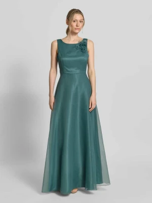 sukienka wieczorowa z kwiatowym ozdobnym obszyciem Vera Mont