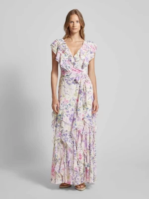 Sukienka wieczorowa z kwiatowym wzorem i falbanami Lauren Ralph Lauren
