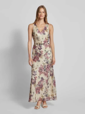 Sukienka wieczorowa z kwiatowym wzorem i paskiem Lauren Ralph Lauren