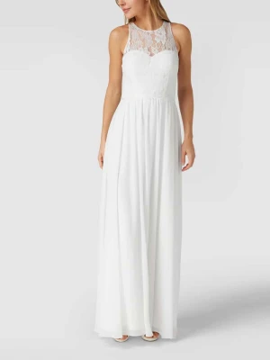 Sukienka wieczorowa z kwiatowymi haftami i ozdobnymi perełkami Mascara