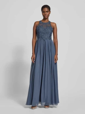 Sukienka wieczorowa z kwiatowymi haftami Laona