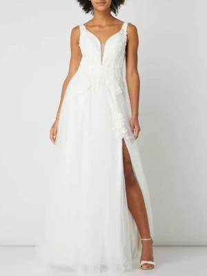 Sukienka wieczorowa z kwiatowymi haftami Mascara