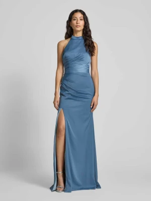 Sukienka wieczorowa z marszczeniami i rozcięciem luxuar