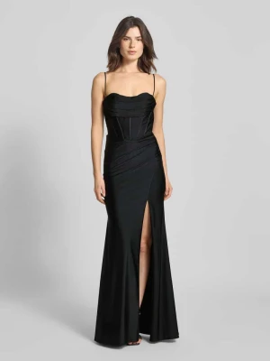 Sukienka wieczorowa z marszczeniami i rozcięciem Mascara