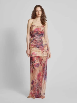 Sukienka wieczorowa z marszczeniami w kwiatowym wzorem ADLYSH