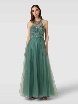 Sukienka wieczorowa z obszyciem ozdobnymi kamieniami i cekinami Unique