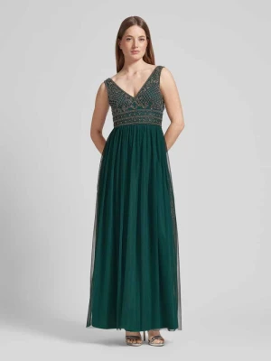 Sukienka wieczorowa z obszyciem ozdobnymi perełkami i kamieniami Lace & Beads