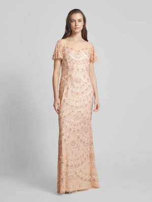 Sukienka wieczorowa z obszyciem z cekinów i ozdobnych kamieni Adrianna Papell