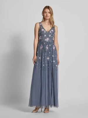 Sukienka wieczorowa z obszyciem z cekinów i ozdobnych kamieni Adrianna Papell