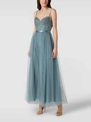 Sukienka wieczorowa z ozdobnym obszyciem Laona