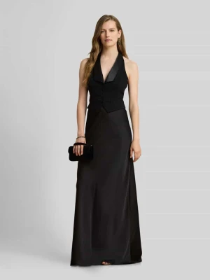 Sukienka wieczorowa z satynowymi klapami Lauren Ralph Lauren Czarny
