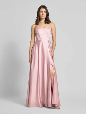 Sukienka wieczorowa z satyny na cienkich ramiączkach Unique
