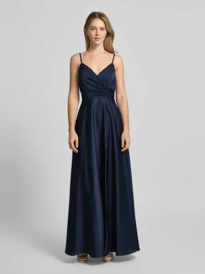 sukienka wieczorowa z satyny z cienkimi ramiączkami Laona