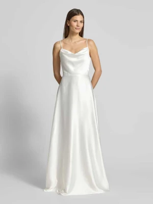 Sukienka wieczorowa z satyny z dekoltem typu woda luxuar