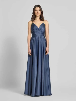 Sukienka wieczorowa z satyny z dekoltem w serek i cienkimi ramiączkami Unique