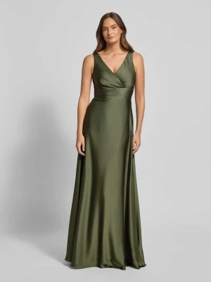 Sukienka wieczorowa z satyny z dekoltem w serek TROYDEN COLLECTION