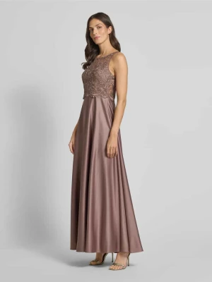 Sukienka wieczorowa z satyny z koronką Laona