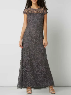 Sukienka wieczorowa z siateczki z ozdobnymi tasiemkami Niente