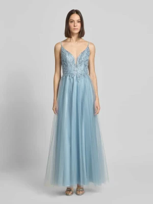 sukienka wieczorowa z tiulu z haftami Laona