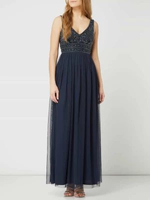 Sukienka wieczorowa z tiulu z ozdobnymi perełkami model ‘Kreshma’ Lace & Beads