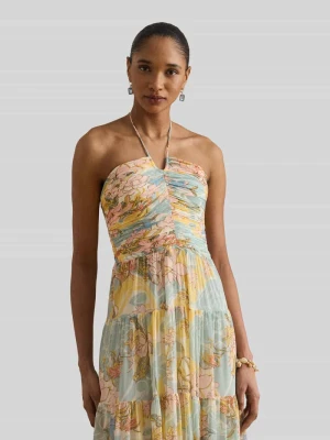 Sukienka wieczorowa z wiązaniem na szyi z wzór na całej powierzchni Lauren Ralph Lauren