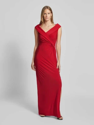 Sukienka wieczorowa z wiązanym detalem model ‘LEONIDAS’ Lauren Ralph Lauren Czerwony