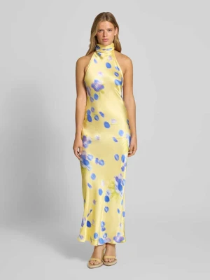 Sukienka wieczorowa z wycięciem z wiązaniem na szyi Topshop Jasnożółty