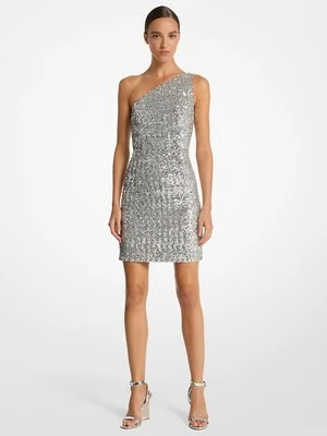 Sukienka z cekinami na jedno ramię z elastycznego tiulu MICHAEL KORS COLLECTION