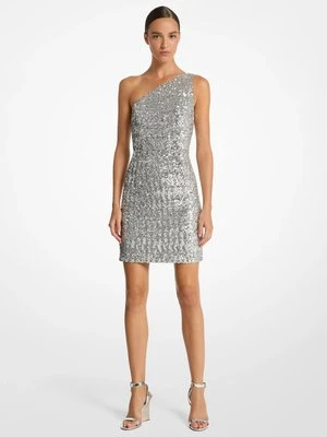 Sukienka z cekinami na jedno ramię z elastycznego tiulu MICHAEL KORS COLLECTION