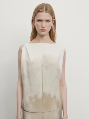 Sukienka Z Cieniowanym Nadrukiem - Jansy Khaki - - Massimo Dutti - Kobieta