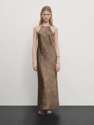Sukienka Z Dekoltem Halter I Efektem Marszczenia - Brązowy - - Massimo Dutti - Kobieta