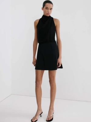 Sukienka z dekoltem halter i kokardą czarny - Kobieta - - MANGO