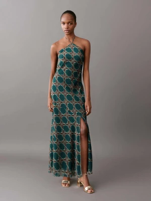 Sukienka z dekoltem halter i nadrukiem ciemnoniebieski - Dziewczyna - - MANGO TEEN