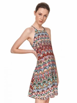 Sukienka z dekoltem halter w kolorowy nadruk TOP SECRET
