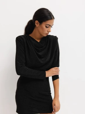 Sukienka z długim rękawem o klasycznym kroju w kolorze SHINY BLACK - COLLETTE-XS Marsala