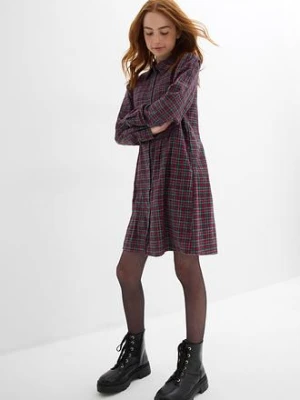 Sukienka z długim rękawem z flaneli bonprix